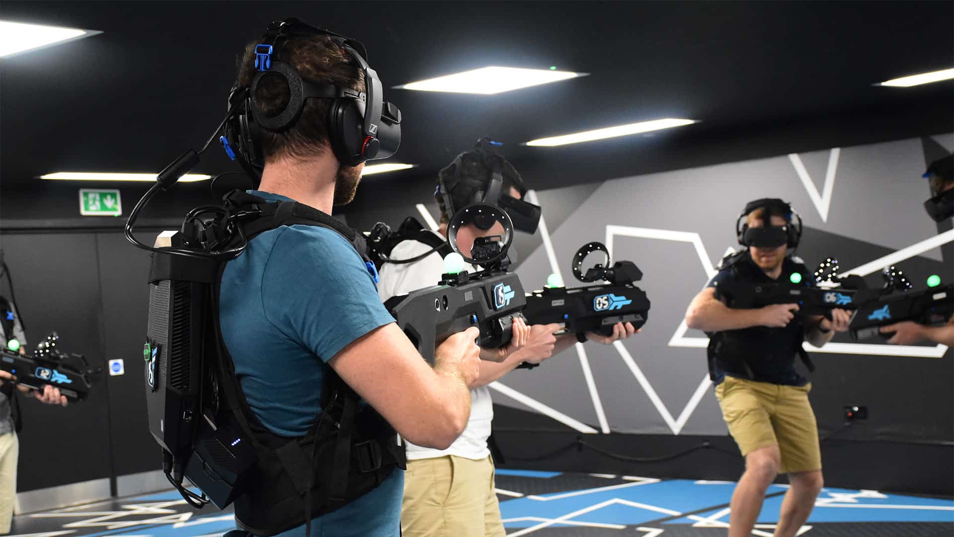 Stag do ideas: friends in VR headsets during a free roam game